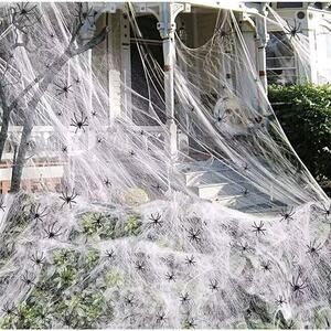 2 pack 1000 sq ft ea Cotton Spider Web Fake Spiders Halloween Outdoor Decoration